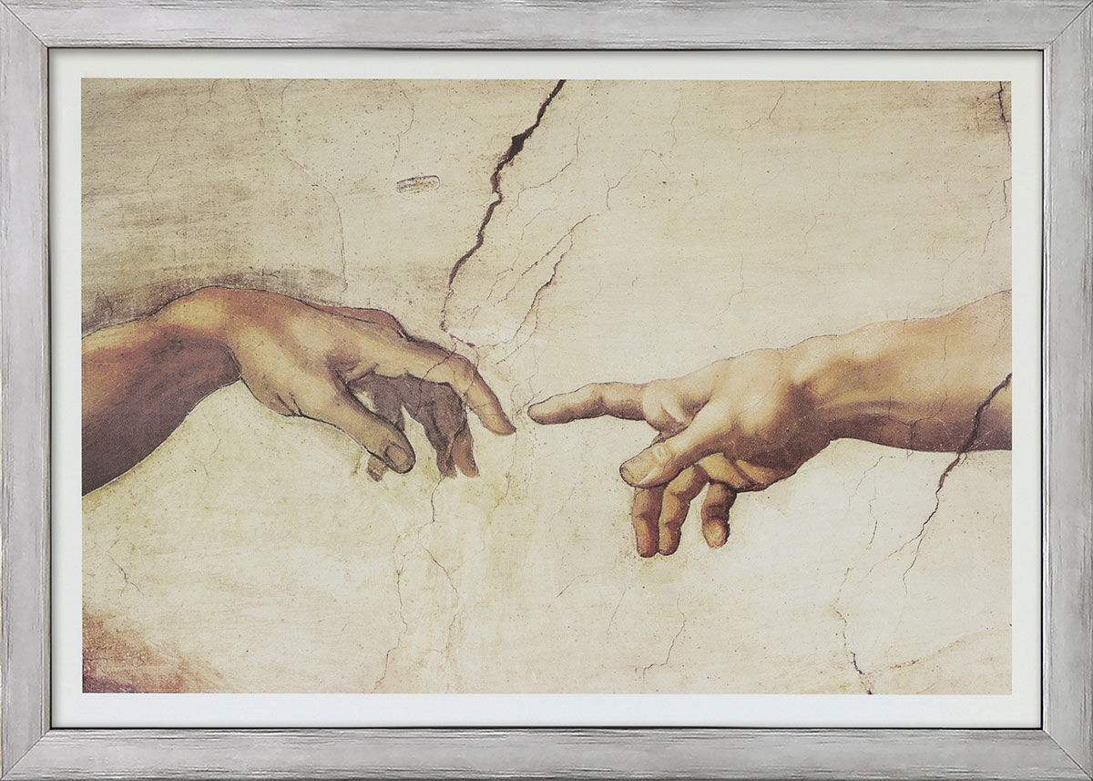 Bild "Creatino Di Adamo (Die Erschaffung Adams)", gerahmt von Michelangelo Buonarroti