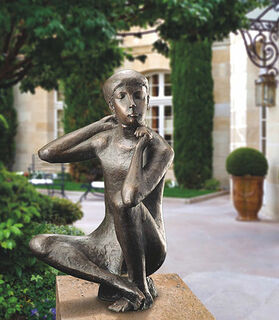 Garden sculpture "Sitting Boy" (without pedestal), bronze by Otto Sonnleitner