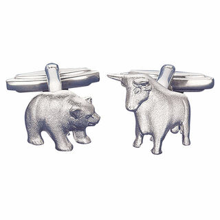 Cuff links "Bull and Bear", silver version