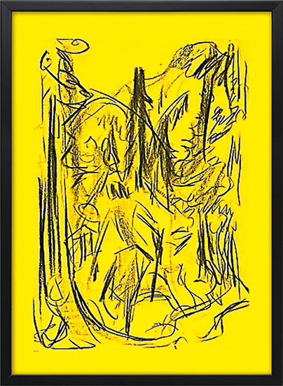 Tableau "Nu dans la forêt avec vue sur Hubel", encadré de Ernst Ludwig Kirchner