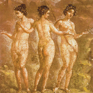 Mural from Pompeii: Picture "The Three Graces", on stretcher frame