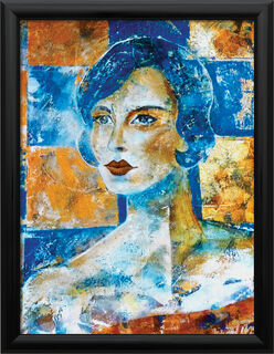 Picture "The 30s - Lady in Turquoise-Gold", framed