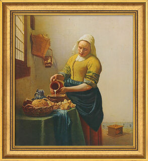 Bild "Dienstmagd mit Milchkrug" (1658), gerahmt