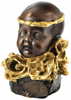 Sculpture "Boy with Golden Headband", bronze partially gold-plated