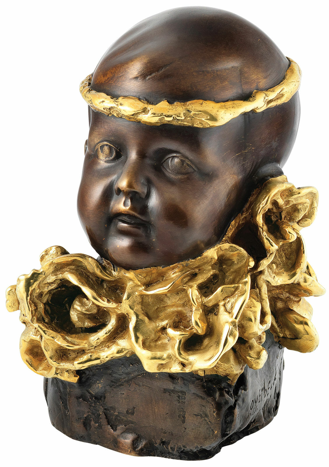 Skulptur "Junge mit goldenem Stirnband", Bronze teilvergoldet von Cyrus Overbeck