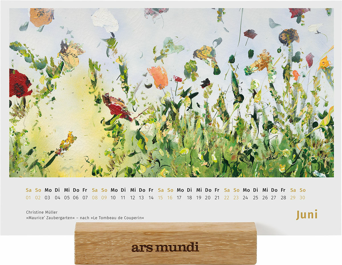 Achetez Calendrier de bureau 2024 avec motifs d'artistes, avec piédestal en  bois