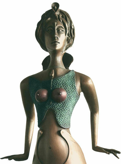 Skulptur "Tänzerin im Blumenkleid", Bronze von Paul Wunderlich