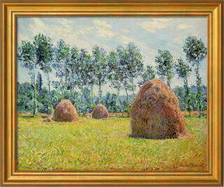 Picture "Straw Ricks in Giverny" (1884), framed by Claude Monet