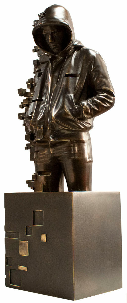 Sculpture "Young Pixelated", bronze by Miguel Guía