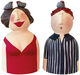 Set om 2 keramiska figuriner / dekorativa föremål "Tit Above Bangs"