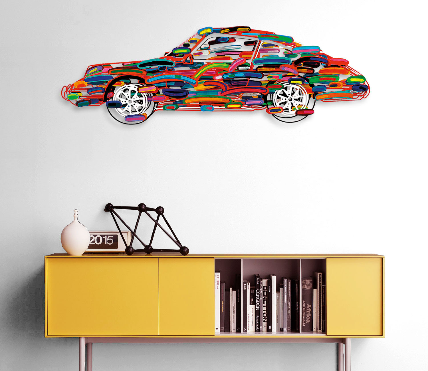 scultura murale 3D "Porsche 911" (2023), alluminio di David Gerstein
