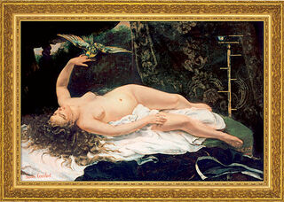 Picture "Woman with Parrot" (1866), framed by Gustave Courbet