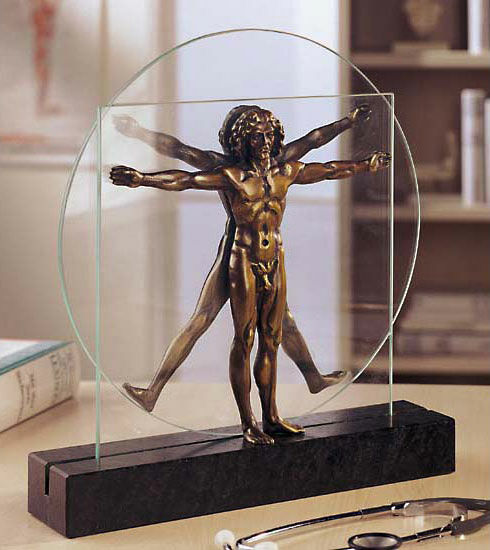 Sculptuur"Schema delle Proporzioni", bronzen versie von Leonardo da Vinci
