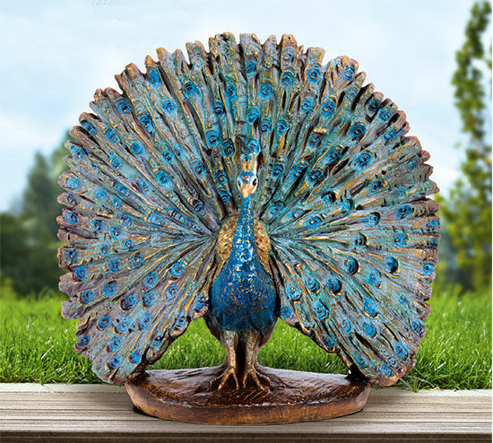 Haveskulptur "Påfugl", bronze