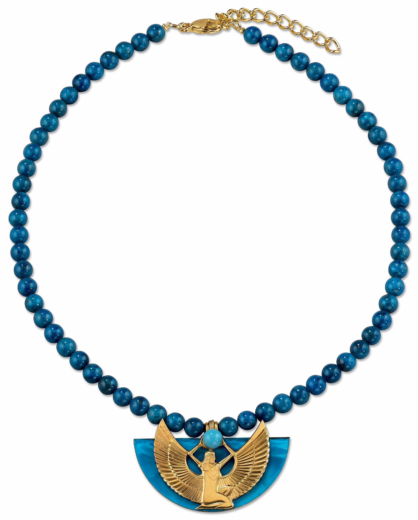 Halskæde "Winged Isis" med blå lapis lazuli-perler von Petra Waszak