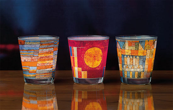 3 Glas-Windlichter mit Künstlermotiven im Set von Paul Klee