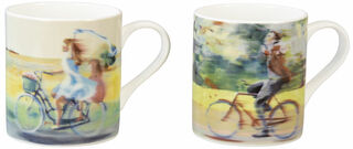Set of 2 mugs "Together on the Road", porcelain