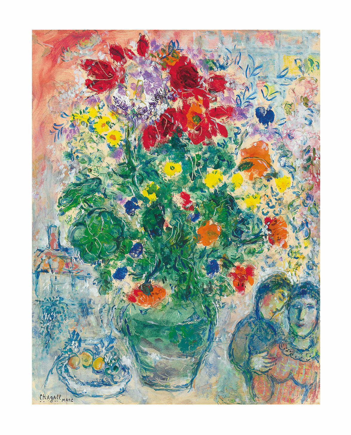 Billede "Bouquet de Renoncules" (1968), uindrammet von Marc Chagall