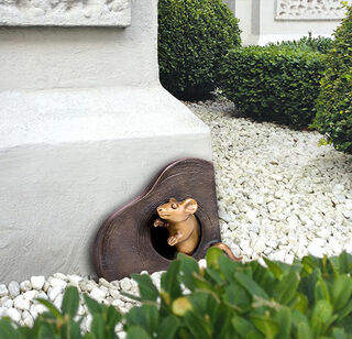 Tuinbeeld "Muis, kijkend", brons