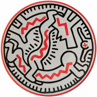 Porcelain plate "Man / Dog" by Keith Haring