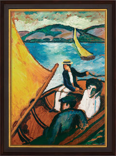 Bild "Segelboote am Tegernsee" (1910), gerahmt