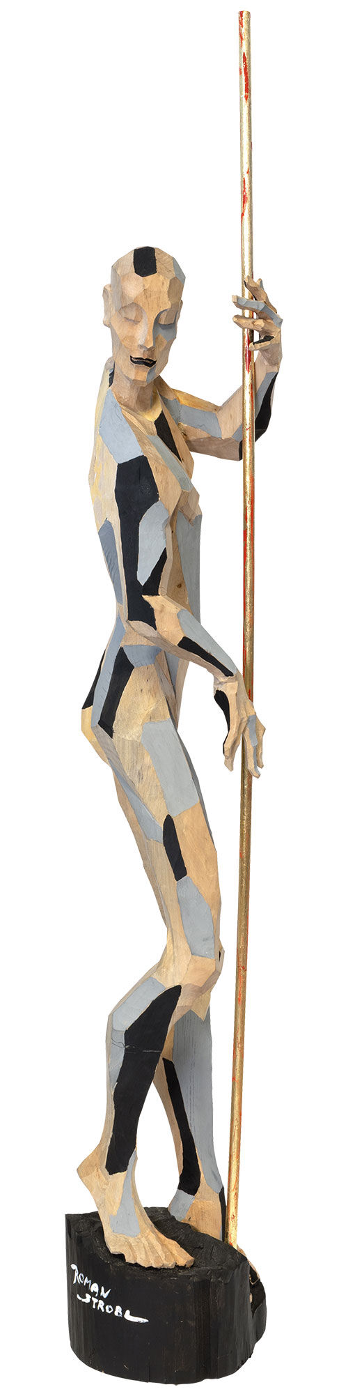Scultura "Balance" (pezzo originale/unico), legno dipinto a mano di Roman Johann Strobl
