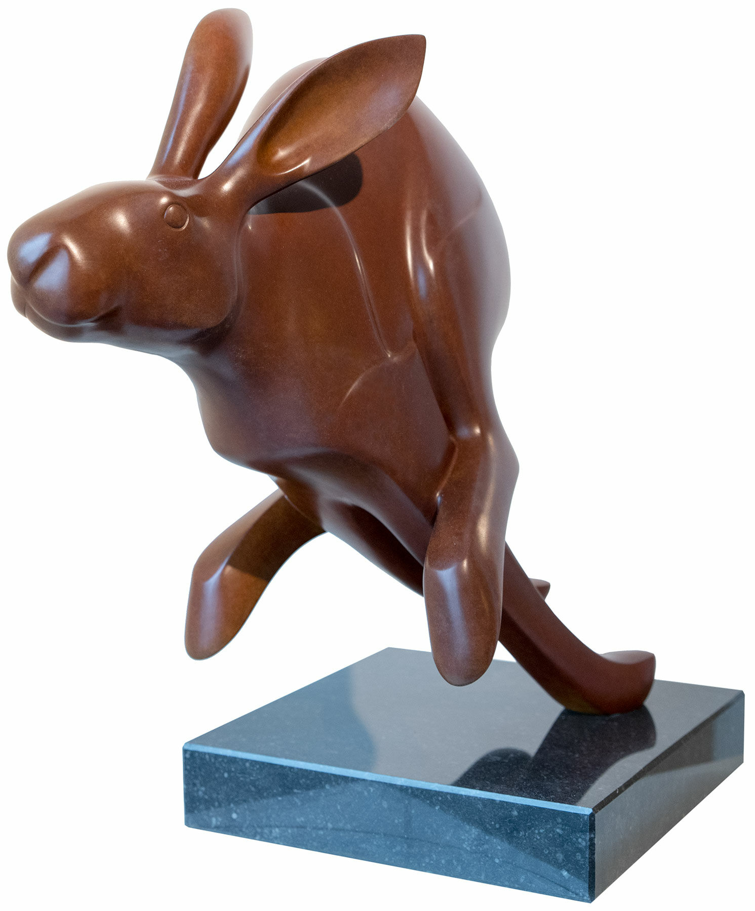 Sculpture "Running Hare No. 3", bronze brown by Evert den Hartog