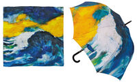 Echarpe en soie et Parapluie-canne "High Camber Wave" en set
