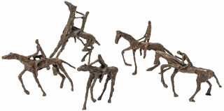 Set of 5 equestrian sculptures "To Ride", bronze