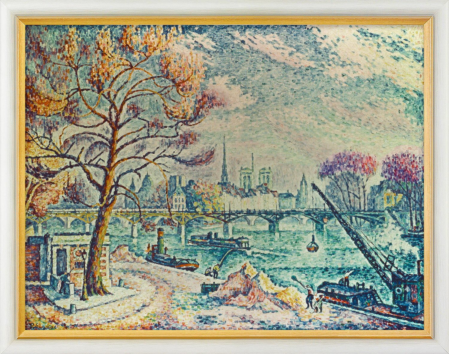 Picture "Paris, le Pont des Arts" (1925), framed by Paul Signac