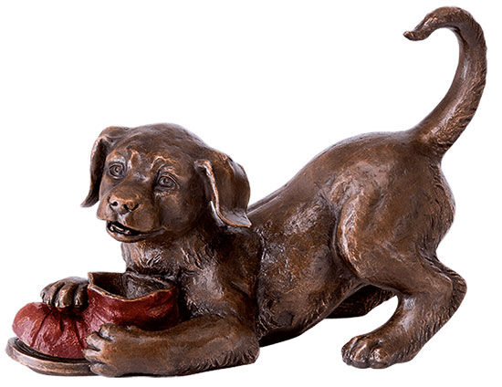 Sculpture de jardin "Chien, jouant", bronze