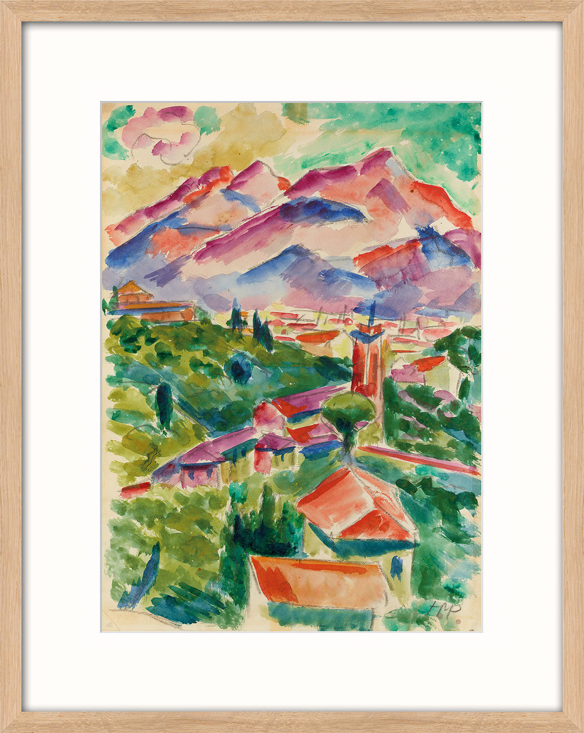 Tableau « Paysage italien – Toscane » (1913), version avec cadre clair de Max Pechstein