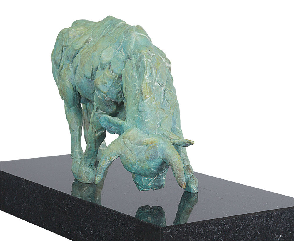 Skulptur "Sonnen säen", Bronze auf Stein von Martin Pottgiesser