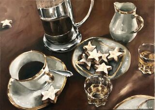 Picture "Stars and Coffee from the Series: "Dinner for One" (2021) (Unique piece) by Anne Böddeker