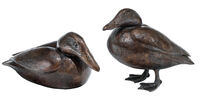 Set of 2 Garden Sculptures "Common Eiders", bronze
