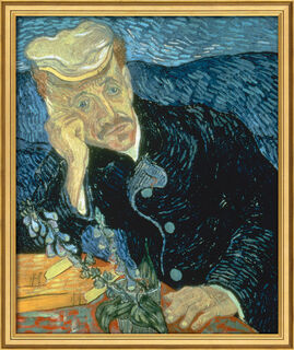 Bild "Bildnis des Dr. Gachet" (1890), gerahmt von Vincent van Gogh