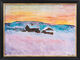 Bild "Norwegische Landschaft, Blaue Häuser" (1895), Version schwarz-goldfarben gerahmt von Claude Monet