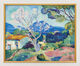 Billedet "L'Amandier en fleurs" (1907), hvid og gylden indrammet version af Henri Manguin