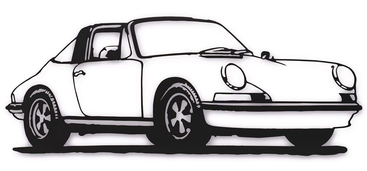 Wandbeeld „Porsche 911 Targa Black” (2022) van Jan M. Petersen