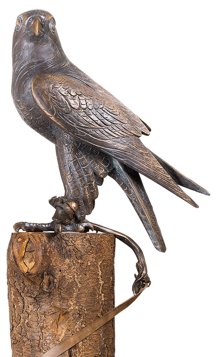Sculpture de jardin "Faucon" (version sans piquet), bronze