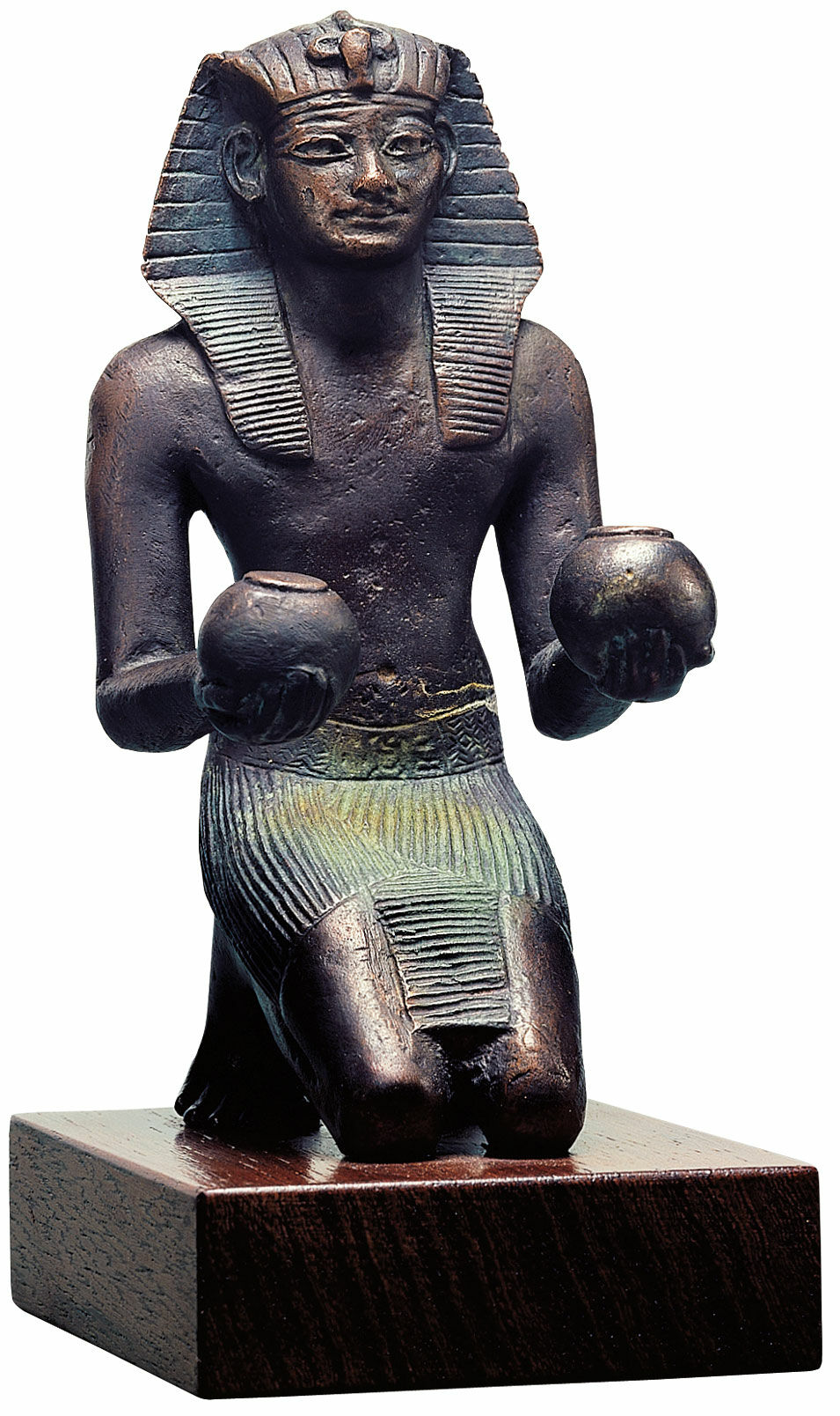 Sculpture "Pharaon sacrifiant Thoutmosis IV", métal moulé