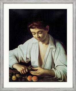Bild "Ragazzo che monda un frutto" (ca. 1592-93), gerahmt