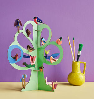 3D object "Singing Tree" made of recycled cardboard, DIY by studio ROOF