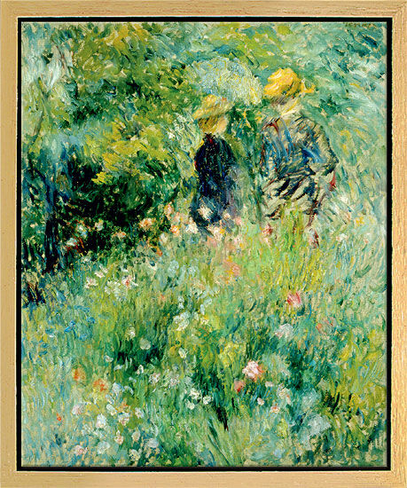 Obraz "Spotkanie w ogrodzie różanym", oprawiony w ramę autorstwa Auguste Renoir