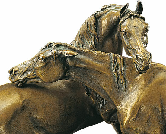 Horse sculpture "The Embrace", bonded bronze by Pierre Jules Mêne