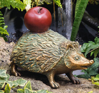 Garden sculpture "Hedgehog with Apple", bronze