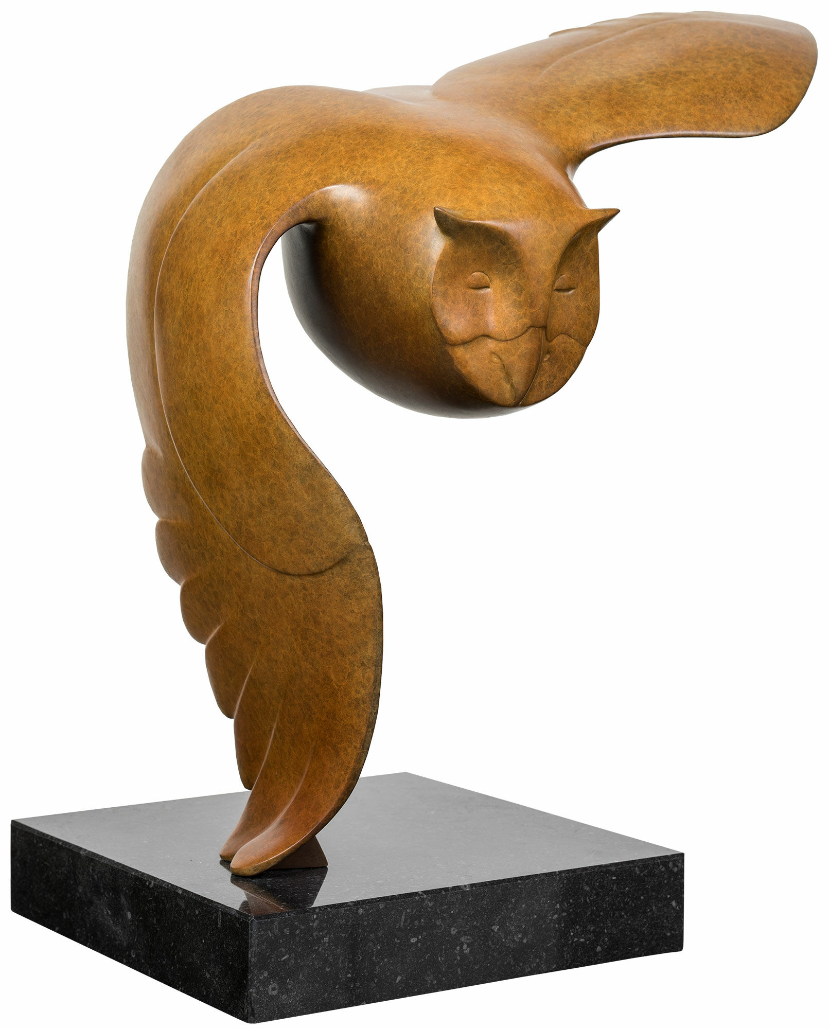 Sculpture "Flying Owl No. 3", bronze brown by Evert den Hartog
