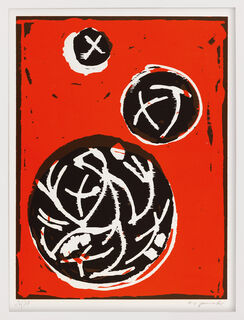 Picture "3 Spheres (3 Plates)" (1991) by A. R. Penck