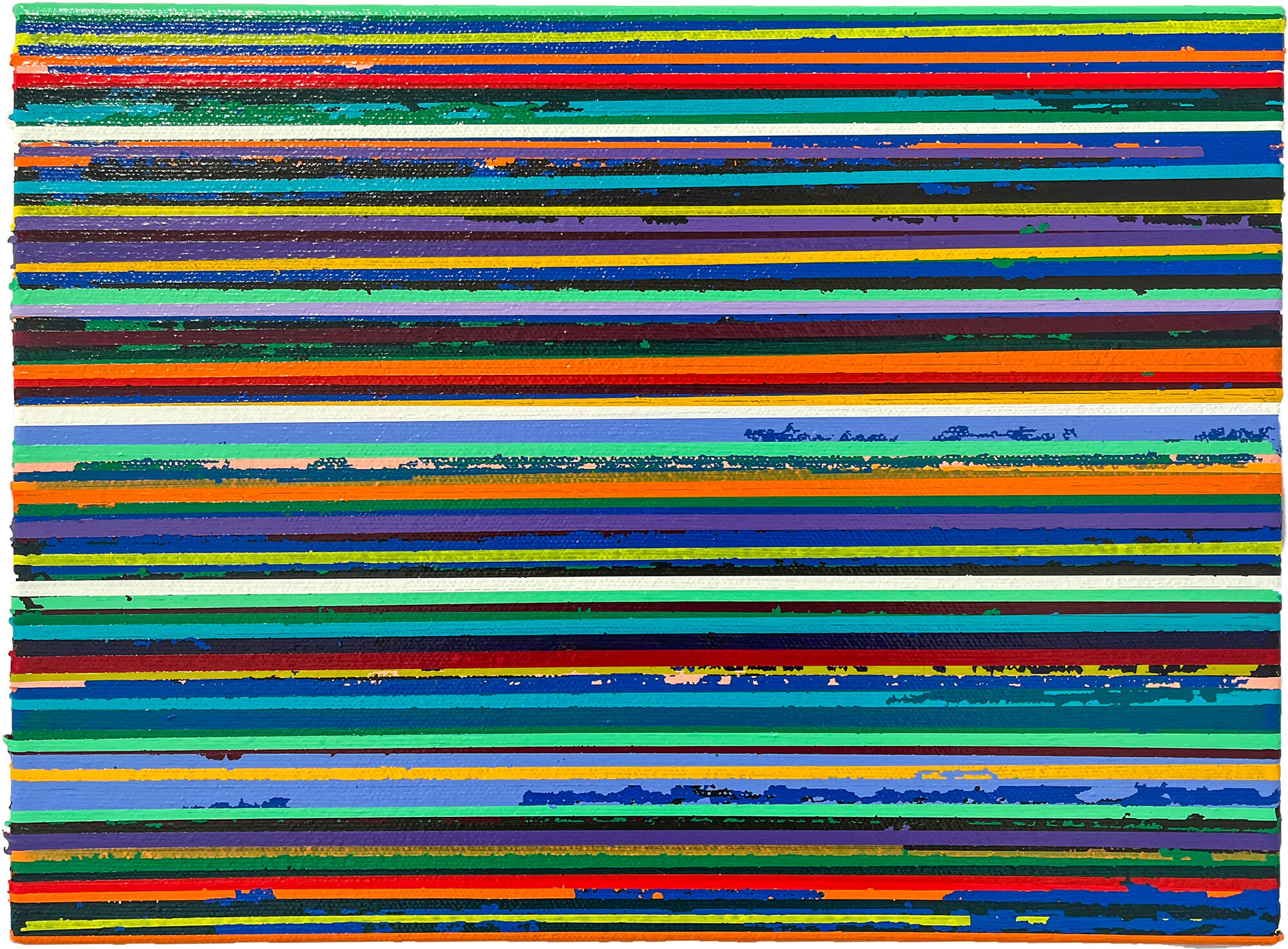 Tableau "Broken Line Thin blue rubyred" (2023) (Pièce unique) von Ruri Matsumoto