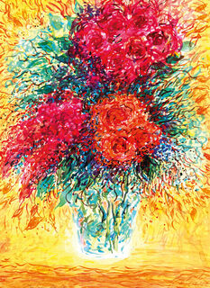 Picture "Bouquet of Flowers, Hydrangeas and Roses" (2021) (Original / Unique piece), unframed